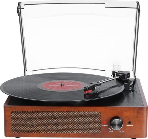 DigitNow Bluetooth Record Player Belt-Driven 3-Speed Turntable, Vintage Vinyl Record Players Built-in Stereo Speakers, with Headphone Jack/ Aux Input/ RCA...