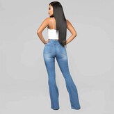 Thumbnail for your product : TOPPU Women's High Waist Pocket Wide Leg Jeans Flared Skinny Button Trousers Butt Lift Stretch Jeans with Pockets Button Zipper Open Casual Slim Trousers Blue