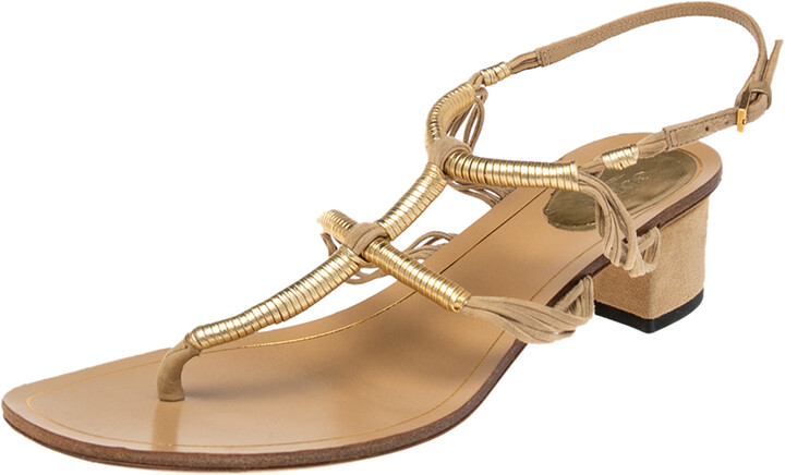 gold gladiator block heels