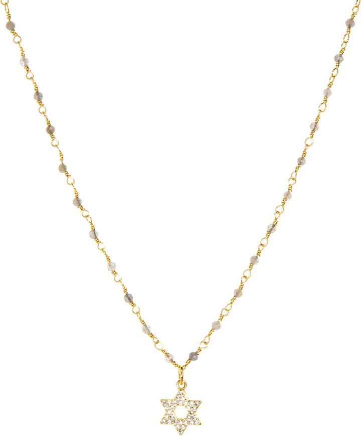 MARLYN SCHIFF Star of David Pavé Pendant Necklace