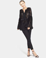 Thumbnail for your product : The Beaded Burnt Out Velvet Bell Sleeve Top