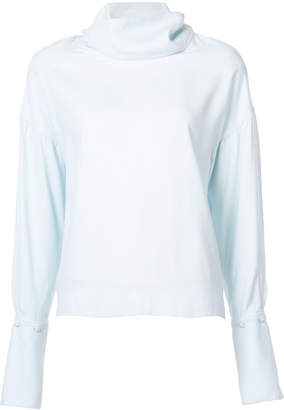 Adam Lippes Satin back crepe turtleneck blouse