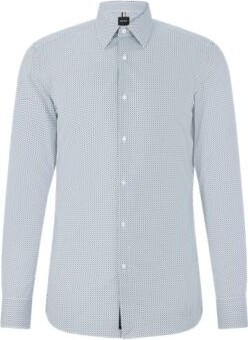 HUGO BOSS Slim-fit shirt in printed Italian cotton poplin