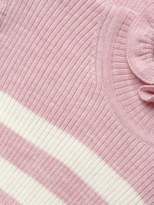 Thumbnail for your product : Maggie Marilyn Far Far Away Striped Ruffled Fine Merino Wool Sweater