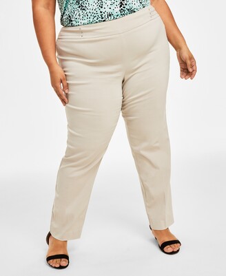 JM Collection Plus Size Tummy Control Pull-On Slim-Leg Pants, Created for Macy's