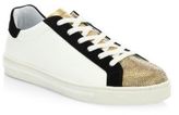 Thumbnail for your product : Rene Caovilla Crystal-Embellished Leather & Suede Low-Top Sneakers