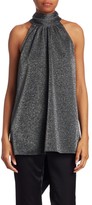 Thumbnail for your product : Halston Mockneck Metallic Knit High-Low Top