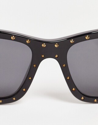 Moschino rectangle stud sunglasses in black