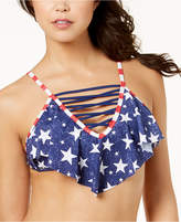 Thumbnail for your product : California Waves Juniors' Americana Strappy Flounce Bikini Top, Created for Macy's