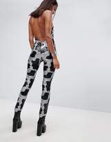 Thumbnail for your product : Jaded London High Neck Jumpsuit In Sequin Cow Print