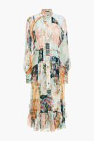 Thumbnail for your product : Zimmermann Wavelength Belted Printed Silk-georgette Midi Shirt Dress