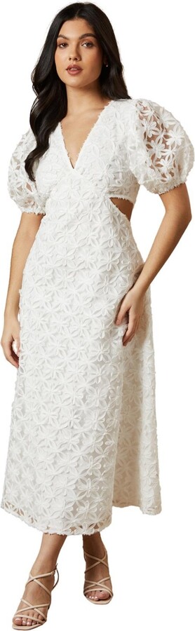 Oasis Textured Cutout Detail Midi Dress