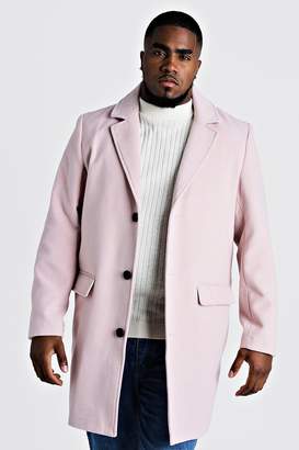 boohoo Big & Tall Single Breasted Wool Mix Overcoat