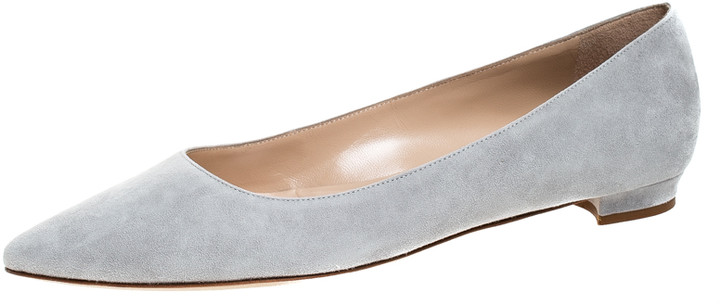 grey suede pointed flats