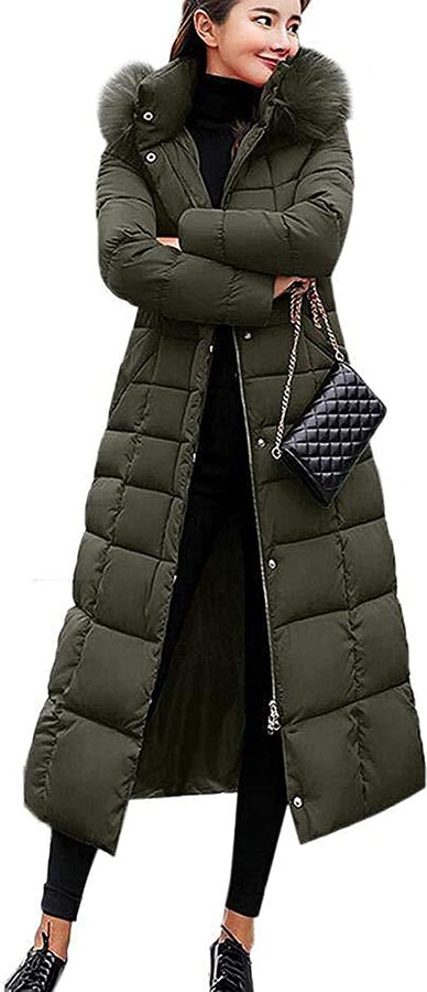 ladies dark green padded coat