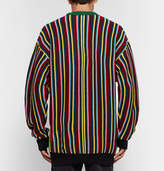 Thumbnail for your product : Balenciaga Oversized Distressed Logo-Intarsia Virgin Wool-Blend Sweater - Men - Multi