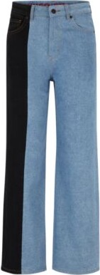 HUGO BOSS Modern-fit wide-leg jeans with contrast panel
