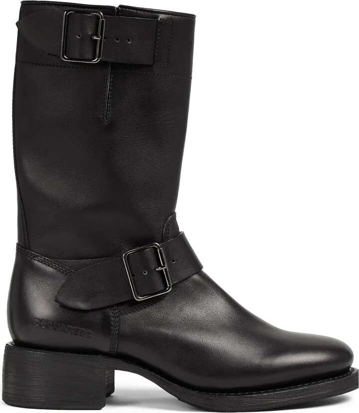 DSQUARED2 Logo-Debossed Leather Boots