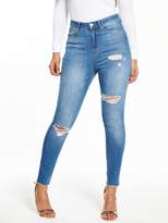 Thumbnail for your product : Very Ella High Waist Ripped Skinny Jean - Light Wash