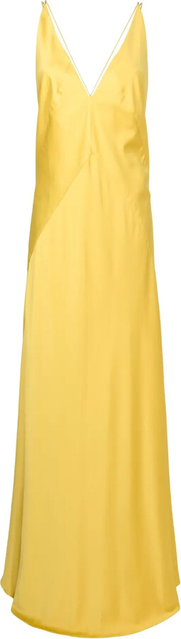 Lethicia Bronstein satin-finish V-neck dress
