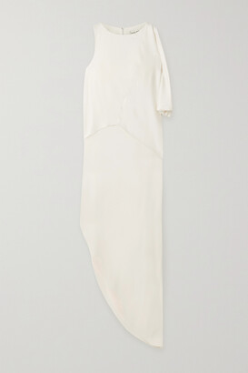 Halston Asymmetric Draped Crepe Maxi Dress - Off-white