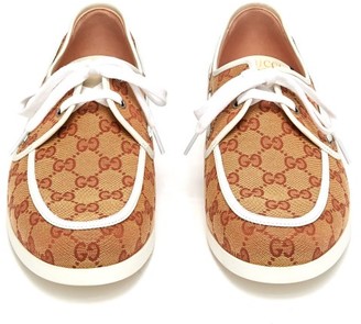 Gucci Original Gg Canvas Boat Shoes - Beige