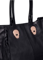 Thumbnail for your product : Nobrand Metal skull fringe leather tote