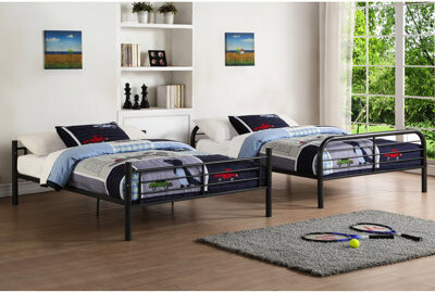 Isabelle & Max Bristol Gunmetal Finish F/f Bunk Bed, Convertible With Reversible Front , Metal Tube Slats In Slat System, Full - Length Guard Rail On Top 6 Inch Reco