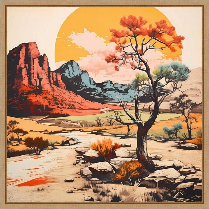 Amanti Art Desert Path V by Walker Noble 22 in. W x 22 in. H Canvas Wall Art Print Framed in Brown