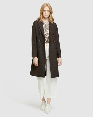 Oxford Women's Brown Winter Coats - Bexley Checked Wool Blend Coat - Size One Size, 6 at The Iconic