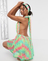 Thumbnail for your product : Moda Minx halterneck cross back playsuit with matching headband in multi