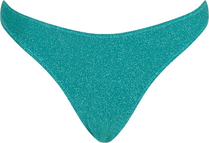 Woman Teal Lurex Classic Swim Briefs Lido