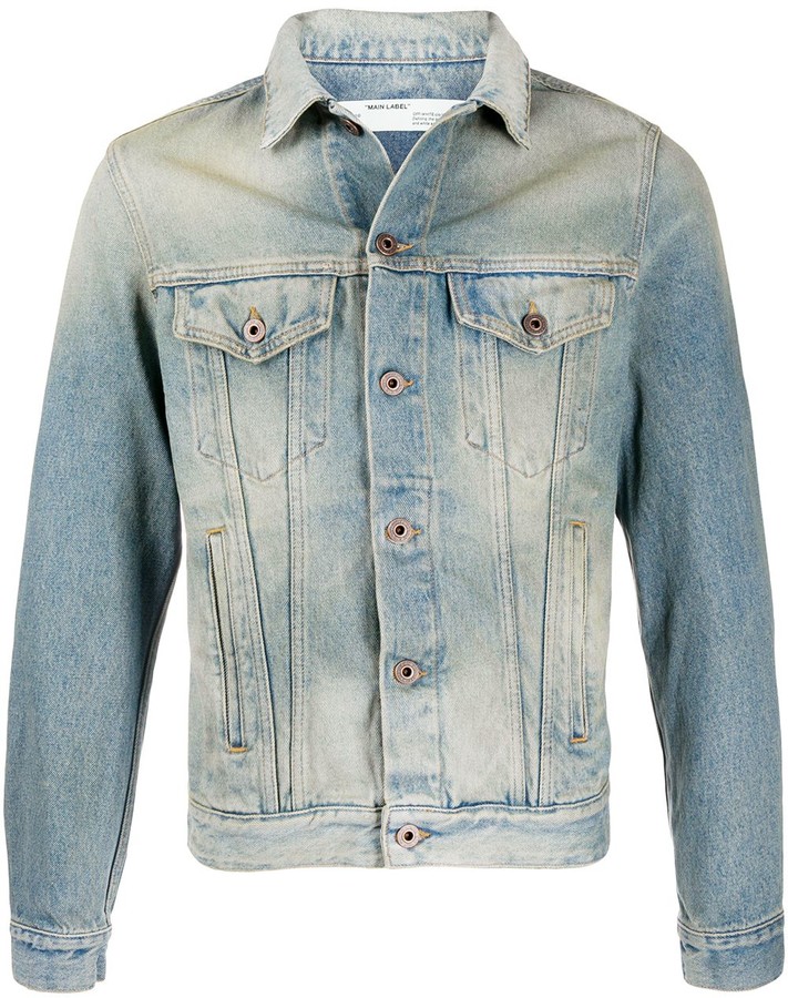 OffWhite Airport Tape denim jacket ShopStyle Slim Jeans