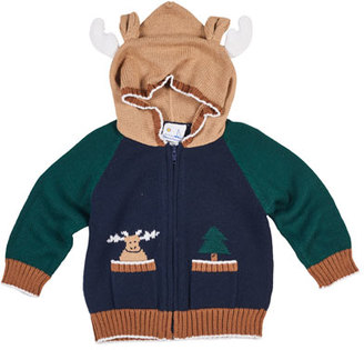 Florence Eiseman Knit Moose Hoodie Sweater, Size 6-24 Months