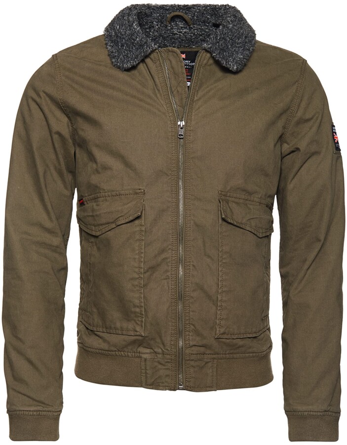 superdry mens rookie winter aviator bomber jacket military khaki