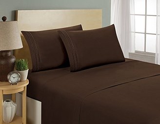 Elegant Comfort 1500 Thread Count CHAIN DESIGN Egyptian Quality Luxurious Silky Soft HypoAllergenic WRINKLE & FADE RESISTANT 4 pc Sheet set, Deep Pocket Up to 16" - California King Chocolate Brown