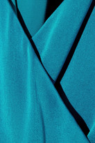 Thumbnail for your product : Alice + Olivia Livvy Tie-neck Wrap-effect Washed Silk-blend Blouse