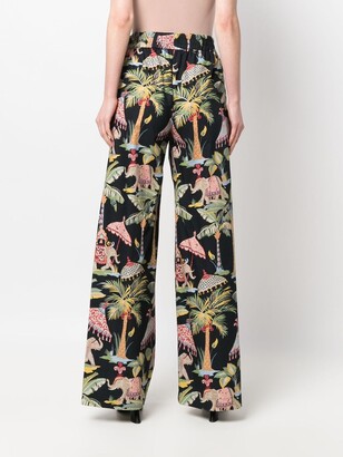 RED Valentino Elephant print high-waisted trousers