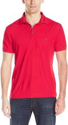 Nautica Men's Short Sleeve Navtech Solid Slim Fit Polo, Red