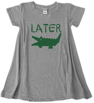 Urban Smalls Heather Gray 'Later Gator' Swing Dress - Toddler & Girls