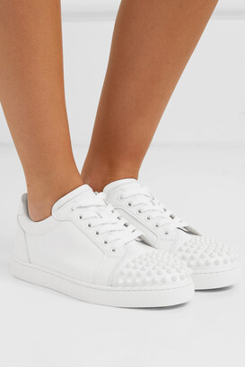Christian Louboutin Viera Spikes Embellished Leather Sneakers - White - IT40