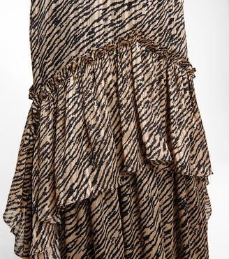Costarellos Farah tiger-print chiffon gown