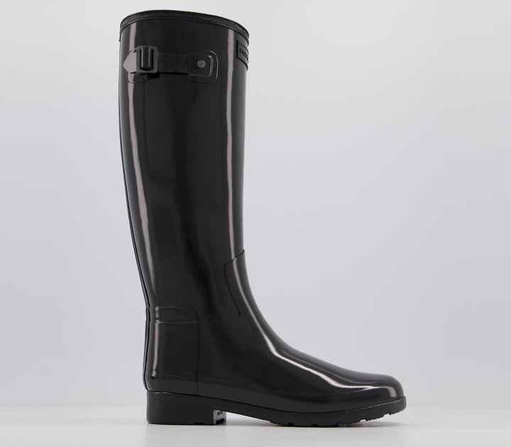 black gloss hunter wellies