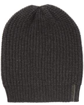 Brunello Cucinelli Studded Ribbed Cashmere Beanie Hat - Womens - Charcoal
