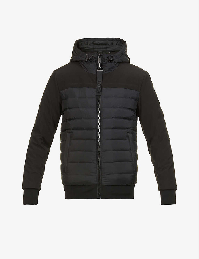 ribbed wool and quilted shell down jacket