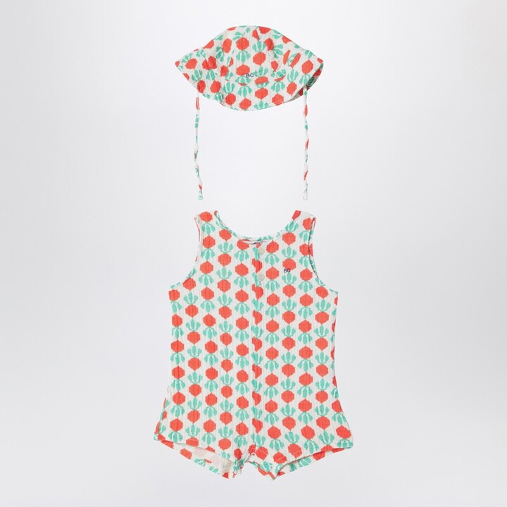 Sleeveless romper with radish hat