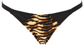 Thumbnail for your product : Charlotte Russe Ruched Animal Print String Bikini Bottoms