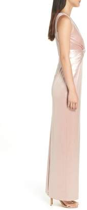 Adrianna Papell Twist Front Velvet Gown