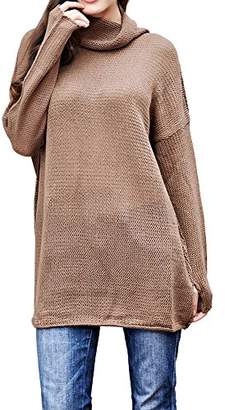 Rela Bota Womens Turtleneck Long Sleeve Oversized Loose Knit Cable Sweaters Pullover Tops