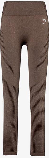 Gymshark Womens Penny Brown Marl Vital Seamless 2.0 Stretch-Jersey Leggings M